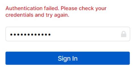 Customer Action If you enter a wrong password when you sign in to Selling Platform Connect, you will receive the following error message Authentication failed. . Authentication failed please check your credentials and try again